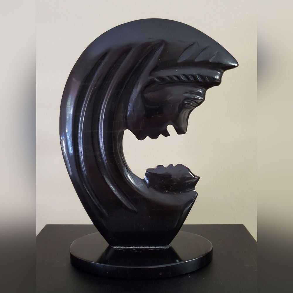 Black Stone Sculpture Madonna Profile from Mexico